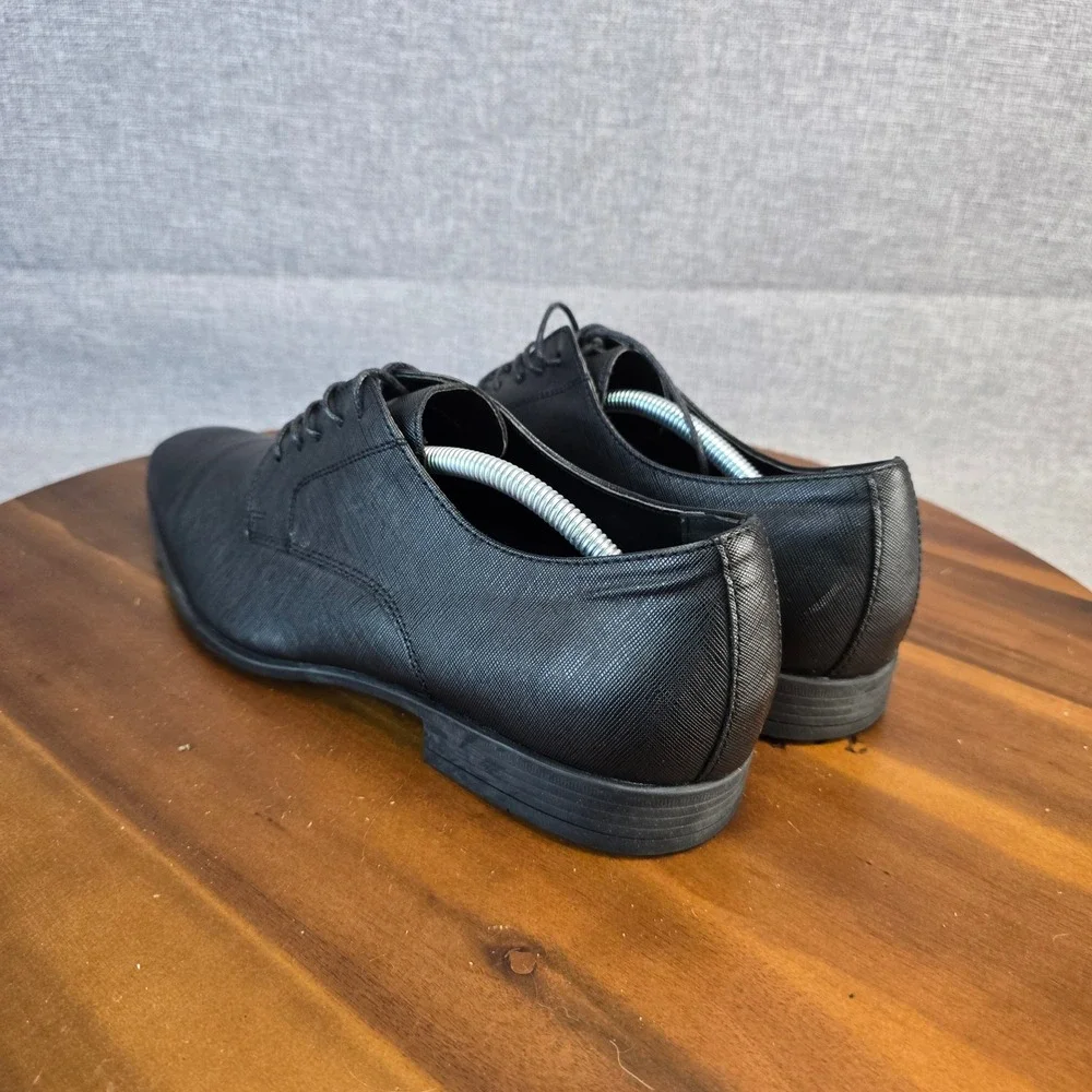 Abound Mens Black Textured Synthetic Lace Up Derby Dress Shoes Size 12M